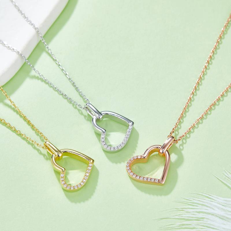 炫芯爱心PendantS925银Moissanite厘石D级0.1ct
